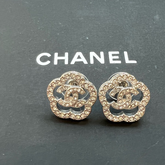 Chanel  Crystal Camellia CC Earrings - Picture 1 of 14